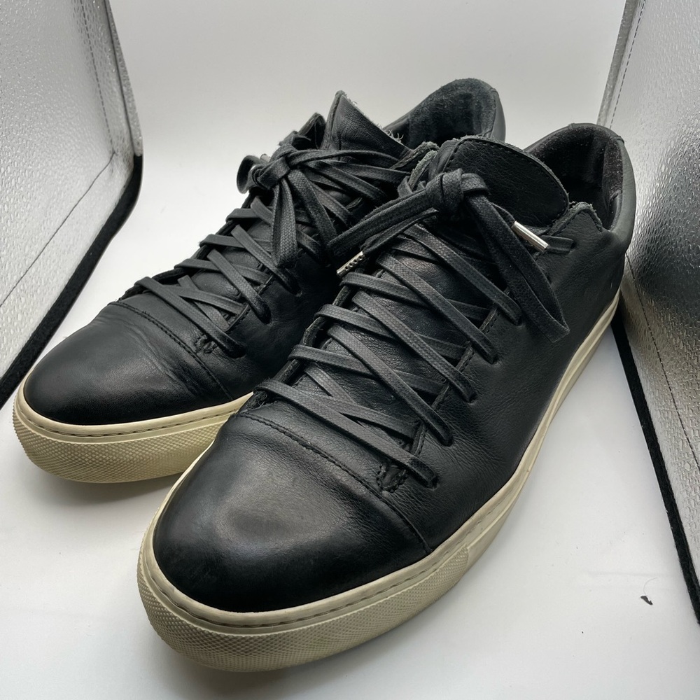 Black Leather Punk Rock Influenced Men's Sneakers - by John Varvatos